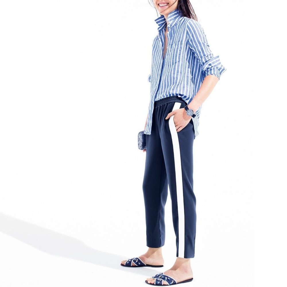 J. Crew Reese Navy Tuxedo Stripe Pants
